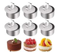 Anicy Lot de 6 anneaux à dessert 8 cm - Anneaux de service en acier inoxydable - Petit cercle à gâteau avec poussoir - Convient pour les desserts, pâtisseries, mousses, pâtisseries, crêpes, biscuits