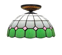 ANIFM Plafonnier de Style Tiffany de 12 Pouces dans Un Montage encastré Simple en vitrail méditerranéen Lampe de Plafond de Chambre à Coucher dans des Lampes d'entrée de Couloir de Salle à Manger