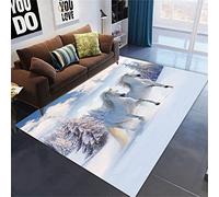 Animal 3D Cheval Tapis De Salon Grande Neiger Désert Lune Cheval Tapis De Chambre D'enfant Antidérapant Tapis Pour Couloir De Cuisine Tapis De Bain Paillasson Gameing Rug (Blanc,80x160 cm)
