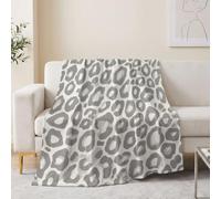 Animal Abstrait Plaid Couverture Polaire en Flanelle Douce Et Chaude | Peau D'Animal À Tache De Léopard Motif Canapé Nap Couvertures pour Canapé lit Couch Chambre Plaid Polaire 220 x 240 cm, Gris