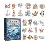Animal Advent - 7.09×1.18in 2D Flat Acrylic Funny Cute Christmas Pendant | Sea Animal Figurines Bag Charm Countdown for Home Bedroom Mall Store Hotel Church Tree Garland
