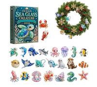 Animal Advent - 7.09×1.18in 2D Flat Acrylic Funny Cute Christmas Pendant | Sea Animal Figurines Bag Charm Countdown for Home Bedroom Mall Store Hotel Church Tree Garland