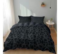 Animal Imprimé Léopard Parure de Lit 180x200 cm Housse de Couette Imprimée Noir en Microfibre pour Adultes et Enfants Décor de Chambre, Parure de Lit 2 Personnes avec 2 Taies d'oreiller