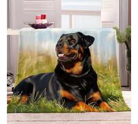 Animal Rottweiler Adulte et Enfant Couverture Plaid Flanelle Marron Noir Couverture de Jeté, Polaire Moelleuse Chaudes Légères Hiver&Automne Couvertures pour Voyager, Lit ou Canapé 150x200 cm