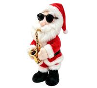 Animated Dancing Christmas Reindeer & Saxophone Santa - Electric Holiday T | PVC and Fabric Construction Featuring a Built-in Battery Powered Electric Animation Mechanism, Playful Dynamic