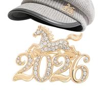 Animaux Broches Année Cheval Chic Ornements de Rhénanie | 2026 Épingle en forme d'animal adaptée aux femmes et aux hommes pour pull écharpe sac écharpe robe vêtements et chapeau