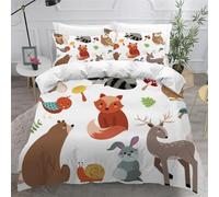 Animaux de Dessin Animé Housse de Couette 140x200 Parures de Lit 1 Personne Imprimé 3D Microfibre Douce Enfants, Garçons et Filles Housses Couette avec 2 Taies d'oreiller et Fermeture Éclair k.4664