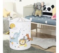 Animaux de dessin animé panier à linge - 45L - éléphant renard lion nuages - panier de rangement rond pour la chambre des enfants 36×45 cm