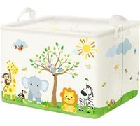 Animaux de dessin animé Panier de rangement pour chambre à coucher Beige 36L - Eléphant Girafe Singe Lion Oiseau
