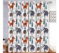 Animaux Dessin Animé Rideaux Opaques Microfibre - Renard Mignon Occultants À Isolation Thermique Pour Salon Chambre - Rouge Orangé Décoration Intérieure Avec Œillets - L110×H215Cm (2 Panneaux)