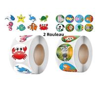 Animaux Gommettes Autocollants,2 rouleau Autocollants,Animal de la mer Stickers,pour Enfant Fille Garcon,Récompense Cadeaux et Plus