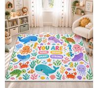 Animaux Marins Tapis 40x60 cm Baleine Tortue de Mer Tapis de Porte | Tapis Lavable en Machine Antidérapant Poil Court pour Entrée, Couloir, Cuisine, Chambre, Salon, Descente de Lit Décoration