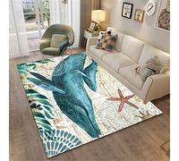 Animaux Mer 3D Tortue Bleu Poulpe Baleine Tapis de Salon Tapis de Jeu pour Enfants Tapis de Chambre à Coucher Tapis Couloir Tapis de Bain Entrée Balcon Tapis Antidérapant (Bleu B,120 x 160 cm)