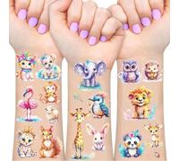 Animaux Tatouage Paillette Enfant,12 Feuilles Tatouages Ephemere Animauxs Garçon,Cadeaux Animaux de la Ferme pour Enfant,Tatouages Animauxs de la Gungle Anniversaire Enfants