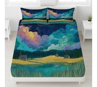 Animé Magique Drap Housse Doux Housse de Matelas, Impression de Tourbillon Prairie Forêt Lavable Ajustable Drap-Housse Poche Profonde 30 cm, Ensemble de Literie(140 x 190, Botanique Romantique)