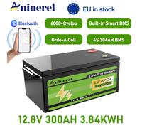 Aninerel LiFePO4 batterie 12.8V 304Ah 3.84Kwh 6000 + Cycles Bluetooth 12V 300Ah maison solaire RV voiturette de Golf batterie au Lithium STOCK ue 12V 300AH