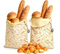 ANINGBOYZTZY Set of 2 Beeswax Bread Bags, 43 x 30 cm, Natural Beeswax Coated Cotton Storage Reusable Bags for Sourdough Bread Baguette Homemade Bread and Bakery Products