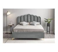 ANIS - Lit avec coffre de rangement - Velours 160 X 200 CM - Gris