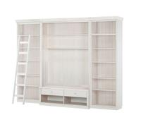 Anita-bibliothèque Avec Meuble TV Bas A En Pin Laqué Blanc