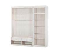 Anita-bibliothèque Avec Meuble TV Bas C En Pin Laqué Blanc