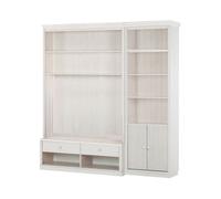 Anita-bibliothèque Avec Meuble TV Bas D En Pin Laqué Blanc