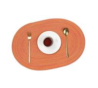 Aniyan Lot de 6 sets de table ovales tressés 50 x 35 cm en coton - Lavables, antidérapants, résistants à la chaleur - Pour cuisine, mariage, fête et restaurant - Orange