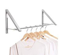 Anjuer Buanderie Séchoir Rack Mural Vêtements Cintre Pliant Mur Manteau Racks en Aluminium De Stockage À Domicile Organisateur Économiseurs D'espace Argent 2 Rakcs avec Tige