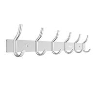 Anjuer Support Mural pour Manteau 42 cm Crochet 6 Crochets en Alliage d'aluminium Argent pour Cuisine