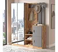 Anka meuble d'entrée design bois et gris avec miroir
