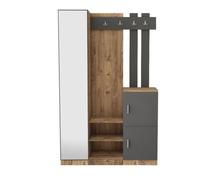 Anka meuble d'entrée design bois et gris miroir