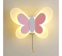 ANKBOY Applique Chambre Enfant Interieur avec Interrupteur Tricolore Dimmable Lampe Papillon 16W LED Applique de Chevet Lumière de Décoration Art pour le Salon, Rose Bougeoir Mural Acrylique