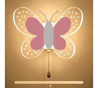 ANKBOY Applique Murale LED Interieur avec Interrupteur, 16W Lampe Murale Chambre pour Garçons et Filles, Applique de Chevet en Papillon Rose Éclairage Mural avec 3 Température de Couleur Réglable