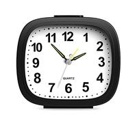 Ankilo Newest Super Silent Alarm Clock, Alarm Clock for Heavy Sleepers, Travel Alarm Clock with Snooze & Light, Ascending Beep Sounds, Battery Operated Loud Alarm Clock for Bedroon, Bedside, Black