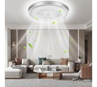 Ankishi 51cm Ventilateur de Plafond Silencieux avec Lumière et Télécommande, 6 Vitesses Vent Réversible Dimmable LED, Ventilateur de Plafond Semi-Fermé pour Salon Chambre