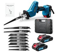 Ankishi Scie sabre sans fil 21V - 0-4000 tr/min, scie réciproque compacte avec 2 batteries 2000mAh, éclairage LED et chargeur rapide - Scie électrique universelle 8 lames pour bois, métal, PVC et os
