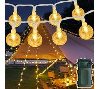 ANKOUJA Guirlande lumineuse d'extérieur à piles - 12 m - 100 LED - Avec minuterie - Étanche IP65 - Guirlande lumineuse d'extérieur pour Noël, jardin, fête