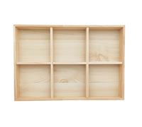 Anktily Boîte de rangement en bois inachevée avec séparateurs, vitrine de présentation avec 6 compartiments, organisateur de chaussettes, boîtier de rangement pour sous-vêtements, plateau de