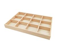 Anktily Plateau de rangement en bois inachevé, vitrine avec 12 compartiments, organisateur de chaussettes, boîte de rangement pour sous-vêtements, plateau d'exposition en bois pour bijoux, objets de
