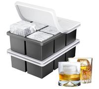 Ankway Bac a Glacon Lot de 2, Grands Moule Glacon Silicone avec Couvercle, Sans BPA, Empilables et Lavable au lave-vaisselle, pour Whisky, Cocktails, Bière, Vin, Collations et Boissons Réfrigérées