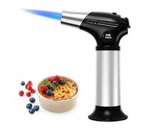 Ankway Chalumeau de Cuisine avec verrouillage de sécurité et flamme réglable, Rechargeable Chalumeau pour Crème Brûlée, Dessert, Barbecue, Bricolage, Noir - Butane Non Inclus