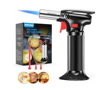 Ankway Chalumeau de Cuisine, Briquet Chalumeau Rechargeable avec Verrouillage de Sécurité et Flamme Réglable, Pour la Cuisson, la Pâtisserie, le Barbecue, le Camping, Noir(Gaz Butane non Inclus)