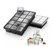 Ankway Lot de 2 Bac à Glaçons avec Couvercle, 30 3.5cm Glacons Moule Silicone, Sans BPA, Faciles à Retirer pour Cocktails, Whisky, Vin, Fruits, Purées de Fruits, Glaces, Noir