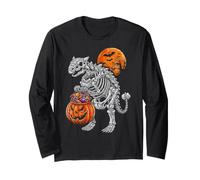 Ankylosaure Squelette Dinosaure Citrouille Jack O Lanterne effrayante Manche Longue