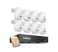 Anlapus 4K Kit Caméra de Surveillance avec Fil, NVR 1TB 8CH avec Détection Humain/Véhicule, 8 Caméra Sécurité Complète avec PT360°
