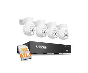 Anlapus 4K PTZ Kit Caméra Surveillance avec Fil Extérieure DVR 1TB 8CH 8MP | Détection Humain/Véhicule, Caméra Sécurité 360°, Accès à distance Alerte Instantanée via APP Gratuite, Enregistrement 24/7