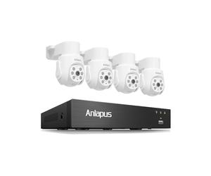 Anlapus 5MP PTZ Kit Caméra Surveillance avec Fil Extérieure DVR 8CH 5MP | Détection IA Humain/Véhicule, Caméra Sécurité 360°, Alerte Instantanée et App Grauite, Enregistrement 24/7