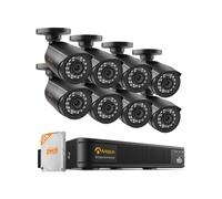 Anlapus H.265+ 8CH 1080P 2TB Kit Caméra Surveillance Extérieure DVR 1080p | Détection IA Personne/Véhicule, Vision Nocturne 24m, Alerte Instantanée & APP Gratuite Accès à Distance, Enregistrement 24/7