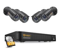 Anlapus H.265+ HD 1080P Kit Caméra de Surveillance Extérieure Caméra de Sécurité 2MP Enregistreur 8CH Détection de Mouvement Alerte