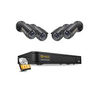 Anlapus H.265+ Kit 4 Caméra de Surveillance Extérieure 2MP Full HD 1080P, DVR 8CH, Détection IA Personnes & Véhicules, Alerte Instantanée & APP Gratuite, sans HDD pour Surveillance Domestique 24/7