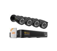 Anlapus H.265+ Kit Vidéosurveillance Extérieur 4 Caméras 2MP IP66, DVR 8CH 1080P 1To, Détection IA Personnes et Véhicules, Alerte Email, APP Gratuite & Accès à Distance,Enregistrement 24/7, Noir